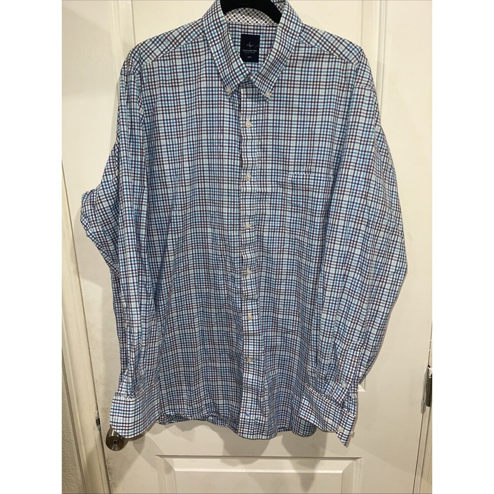 Big & Tall TailorBryd Big Check Long Sleeve Button Up Shirt Size 2XL